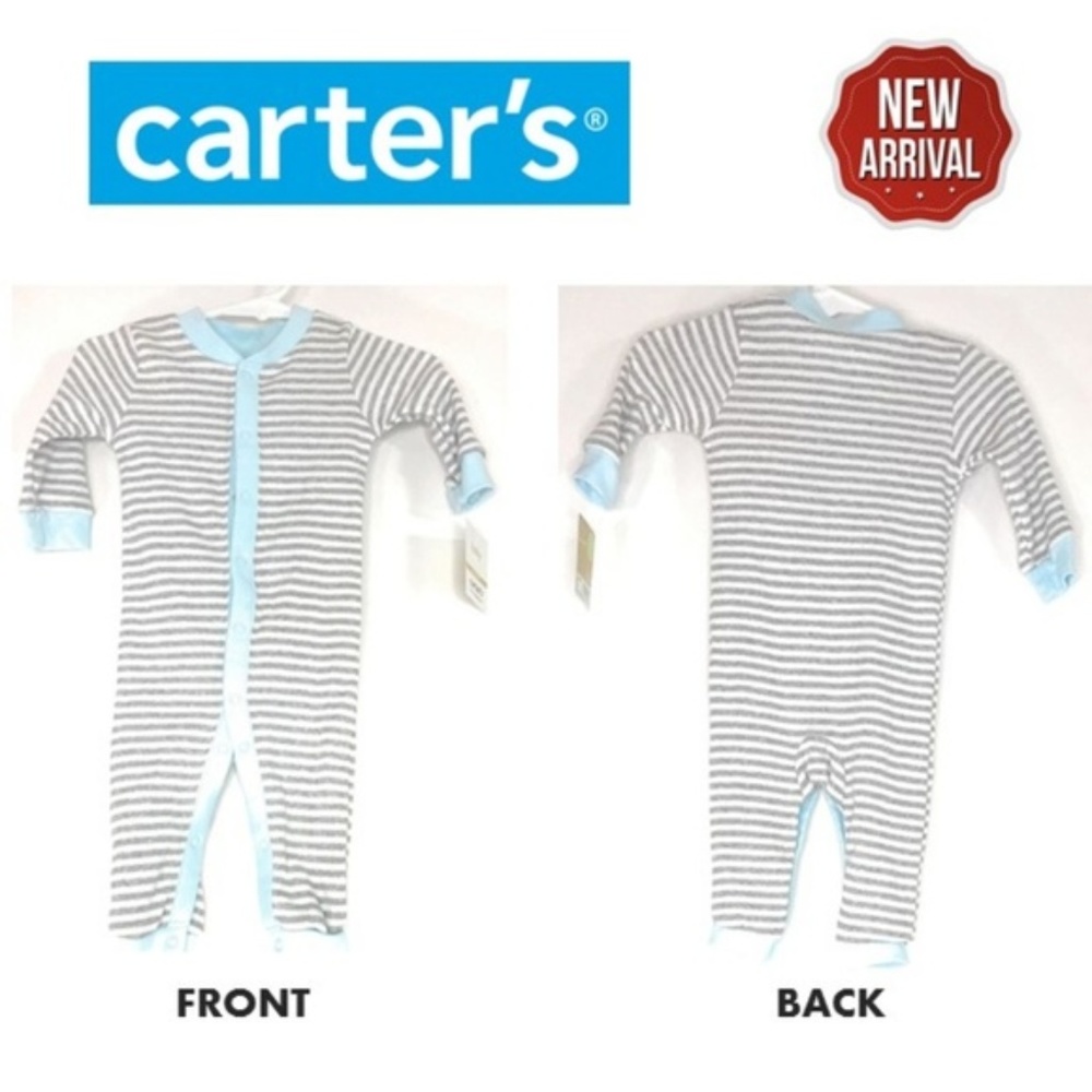 CARTER'S Baby Long Sleeve Gray Striped Jumper Size 18 mos NEW